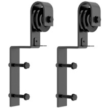 SMARTSMITH 헛간 문 슬라이딩 하드웨어 행거 2개 블랙 I 모양 482117, J Shape (Bent)