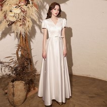 셀프 웨딩 드레스 신부 예복 브이넥 고급스러운 원피스