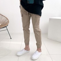 남자 린넨 스판 여름 카고 밴딩 조거 팬츠 바지(3color)