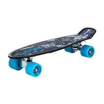 Flybar 55.9cm(22인치) 컴플리트 플라스틱 그립 테이프 크루저 스케이트보드 맞춤형 미끄럼 방지 데크 다양한 색상 (NERF 블루 블랙), Black