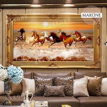 달리는 말 대형 액자 보석십자수 DIY 직장인 취미생활, 둥근큐빅 180 x 70