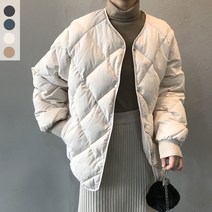제이유미 노카라 퀄팅 누빔 여성 숏패딩 점퍼 겨울 자켓 데일리