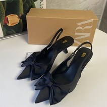 자라 ZARA 리본 장식 뾰족 슬링백 미들굽 구두