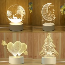 아크릴 LED 무드등 3색 가정용 침실 인테리어 스탠드 크리스마스 트리 달 조명 선물, 큐피드무드등