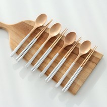 꿈꾸는 키친 파스텔 대추나무 수저 4인세트, 숟가락 4p + 젓가락 4p, 글램 화이트