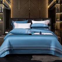 Minimal Home&Lifestyle 호텔식 고밀도 순면 자수 이불 커버 세트 이불커버 1p + 침대시트 1p + 베개커버 2p