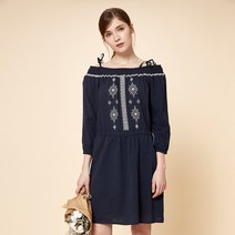 써스데이아일랜드 여성 복고풍 원피스 보헤미안 자수 미디 레이스 면원피스