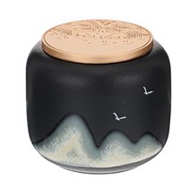Yardwe Ceramic Tea Canister Pottery Food Storage Jar Airtight Lid Chinese Style Loose Tea Jar Porcel, 1