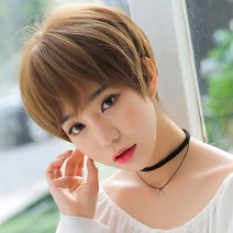스타일 숏컷 가발 짧은 컷트 통가발 보브컷 여자 커트 머리 전체 티안나는, 브라운