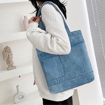 연청 청바지포켓 에코백 데님숄더백