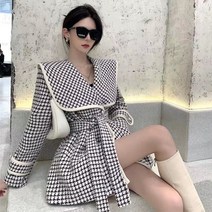 A라인코트 가을겨울 스타일 코디가잘되는 네이비카라 두꺼운 모직 코트 트렌치코트아우터 상의 작은키