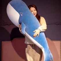 푹신 고래 바디필로우 80cm 모찌만능베개 대형 롱쿠션 애착인형 수면 선물, A.블루 + A.80cm(탈부착세탁 가능)