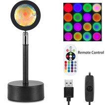 오로라 선셋 조명 무드등 RGB 스마트 블루투스 일몰 프로젝터 문 램프 라이트 아우라, 리모콘, USB 영국 플러그