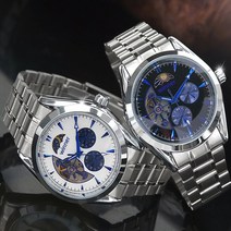 디엔 남성시계 남자시계 명품시계 오토메틱시계 메탈시계 깔끔한 화이트 손목시계 기계식 스켈레톤