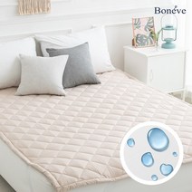 보네브 바스락no! 복숭아촉감 99%방수 고무 밴딩 침대 패드 (SS/Q /K), 방수패드 베이지