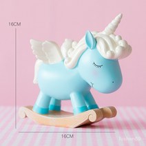 홈 크리에이티브 북 데스크탑 작은 장식품 장식 귀여운 소녀 심장 인터넷 인기있는 침실 방 장식 개체, 블루 대형 만화 유니콘