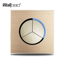 전기스위치 벽 조명 스위치 LED 라운드 버튼 푸시 리턴 1 2 3 4 Gang 86*86mm 매트 브러시드 알루미늄 패널 웨이 실버 블랙 골드 브라운122592, Gold 3 Gang, 110-250V, 1 Way