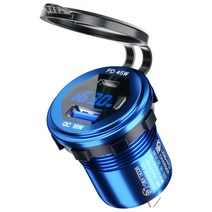 금속 45W USB CType C PD + 18W QC3.0 USB 빠른 자동차 충전기 전압/전원 디스플레이 SUV 오토바이 트럭, 04 Blue-blue light, 04 Blue-blue light