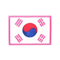 태극기약장 흰색핑크 벨크로 군인가방 패치 와펜