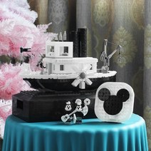 미키 미니 호환 키덜트 레고 블럭 브릭 증기선 윌리 퍼즐 어셈블리 빌딩 블록 장난감 선물, 조명, 윌리 비행선