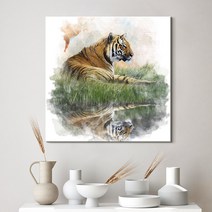 더 아트 컴퍼니 우리 집 지켜주는 성공하는 액운방지 수맥차단 액운막는 황호 백호 호랑이 사업운 금전운 명예운 재물운 와이드 사진 그림 액자 47종 (1-23), 6. 자강불식 호랑이