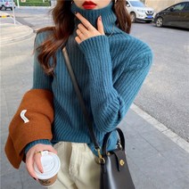 돌돌이니트 목폴라 스웨터 여성 겨울 두꺼운 와이드 루즈핏 핏아우터 이너웨어 2331616649