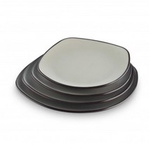 투톤 멜라민 라운드 사각 찬기(4sizes)-한식 한정식 퓨전 레스토랑 업소용 멜라민그릇, 4호, TK그레이브라운