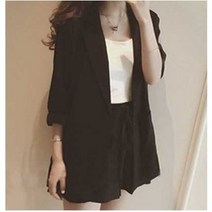 여성용 체크 자켓 팬츠+끈나시 쓰리피스 세트