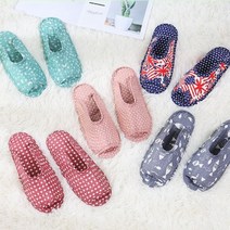 알로하 편안하고 가벼운 면 퀼트 누빔 실내화 슬리퍼 거실화 덧신 어린이집, 핑크땡땡이, 1개