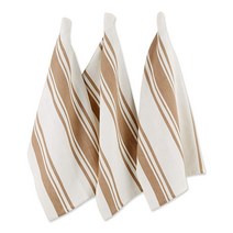 미국발송 DII Everyday Kitchen 행주 컬렉션 대형 셰프 스트라이프 티 타월 45.7x71.1cm(18x28인치) 바질 그린 3개입, Stone