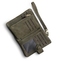 TOPKULL 여성용 지갑 바이폴드 스몰 RFID 부드러운 가죽 3단 빌폴드 미니 손목 클러치 귀여운 지퍼 동전 스트랩 포함 블루.
