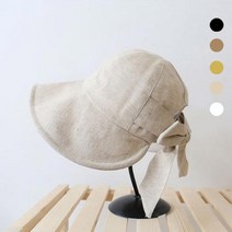 더이로움 린넨 버킷햇 리본 챙모자 여성 벙거지 사이즈조절 햇빛차단