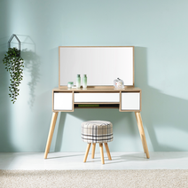 [우드샵] 앰버 수납형화장대 + 스툴(옵셥선택), 우드샵 화장대 (스툴포함)