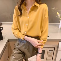 봄가을 여성 숄카라 솔리드 베이직 쉬폰 카디건 셔츠 레깅스 셔츠