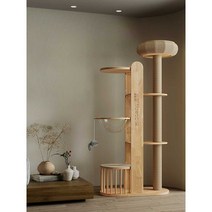 고양이 캣타워 원목 라탄 인테리어 세트 DIY 숨숨집, B