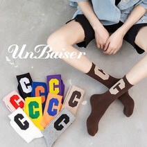 UNBAISER 빅 C 비비드 컬러 패션 면 양말 6켤레