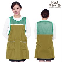 레뷰가운 LA79 앞치마 얇은 원피스 요양보호사 복지센터 시원한, 1개, LA79 옐로우+그린도트 XL