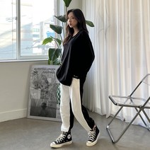 쉐얼유 여성 베일 밴딩 배색 트레이닝 조거팬츠