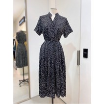 [막스카라] W몰 도트 패턴 롱 원피스 M22QWO410MEB1