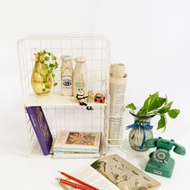 Countryitem 브라이언 2단 선반 with 미니수납걸이 아이보리, 1개