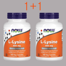 가족선물 NOW Foods L-라이신 500mg 베지캡슐 100정, L-라이신 100정 2개