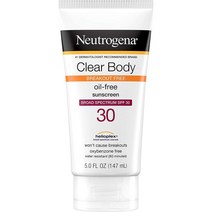 Neutrogena 클리어 바디 탈주 방지 액상 선스크린 로션 넓은 스펙트럼 SPF 30 여드름 피부용 오일 프리 옥시벤존 프 148ml 1개