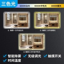 호텔 드레스룸 인테리어 옷가게 미용실 벽걸이 led 욕실안개거울 화장실 터치스크린 스마트미러 화장실 화장대등 발광거울 벽, 10 【럭셔리】듀얼 터치 무극조광+삼색광+안개 제거+시