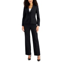 Le Suit 여성 2PC 숄카라 팬츠 정장, Black/Imperial Blue, US 12 (L)