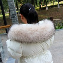 털트리밍 라쿤모자털 리폼 부자재 장식 칼라 모피 재봉, 85cm, beige with black