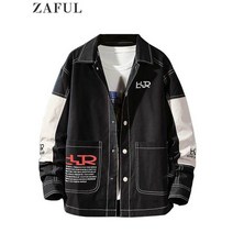 zaful men39s 자켓 레터 프린트 컬러블록 코트 패치 포켓 야구 자켓 남성 스트리트웨어 가을 겨울 chaquetas