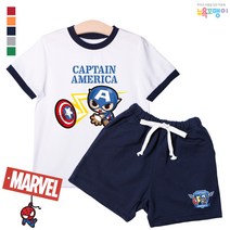 마블 상하복세트(배색반팔) P062 캡틴아메리카