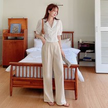 코코블랑 썸머 린넨 핀턱 와이드 슬랙스