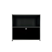 USM 우드 판넬 철제 수납장 1x2 블랙 하단 도어, 블루