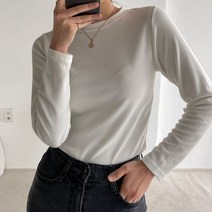 여성 데일리 라운드 티셔츠 여자 긴팔 슬림 기본핏 이너 무지 티셔츠 5컬러